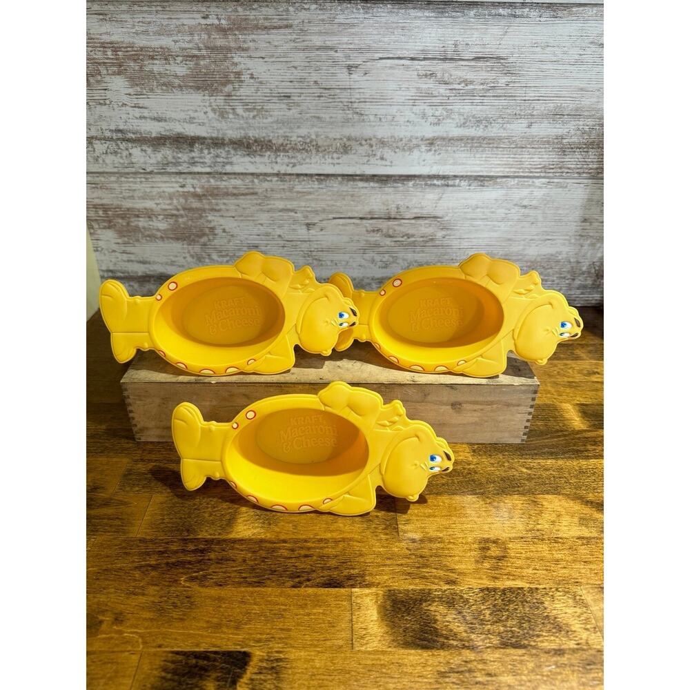 Vintage KRAFT Macaroni & Cheese DINOSAUR Bowls Set of 3